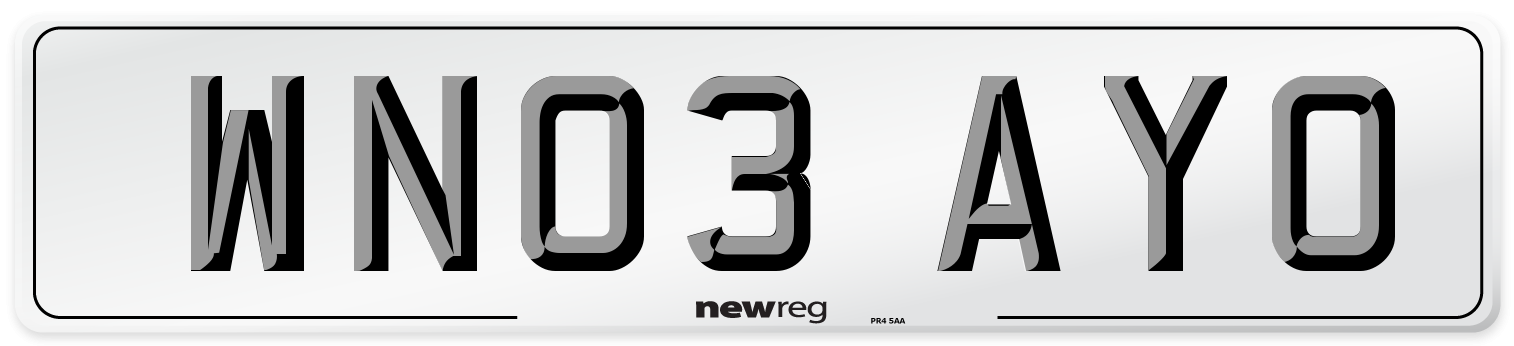 WN03 AYO Number Plate from New Reg